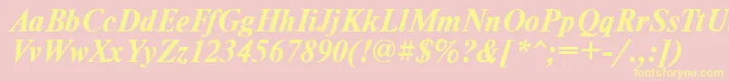 Fonte TimesdlBoldItalic – fontes amarelas em um fundo rosa