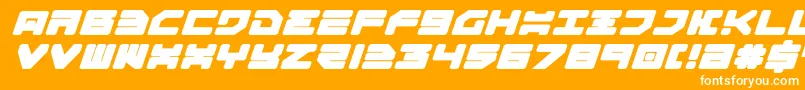フォントOmega3ExpandedItalic – オレンジの背景に白い文字