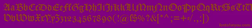 Dscaslongotischosf-Schriftart – Braune Schriften auf violettem Hintergrund