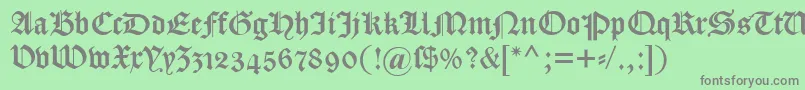 フォントDscaslongotischosf – 緑の背景に灰色の文字