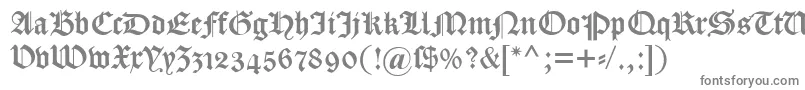Dscaslongotischosf-Schriftart – Graue Schriften auf weißem Hintergrund