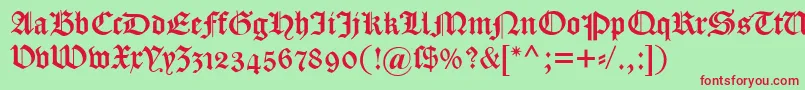 Dscaslongotischosf Font – Red Fonts on Green Background