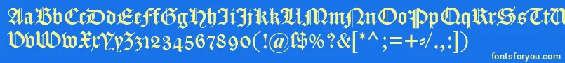 Dscaslongotischosf Font – Yellow Fonts on Blue Background