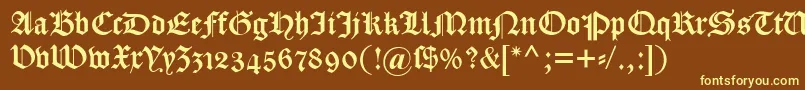 Dscaslongotischosf Font – Yellow Fonts on Brown Background