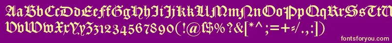 Dscaslongotischosf Font – Yellow Fonts on Purple Background