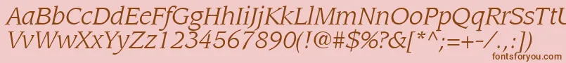 Fonte AdvisorSsiItalic – fontes marrons em um fundo rosa