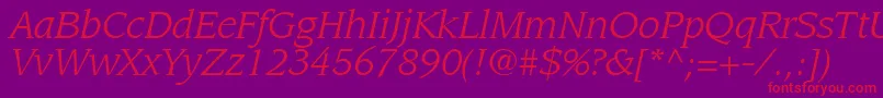 AdvisorSsiItalic-fontti – punaiset fontit violetilla taustalla