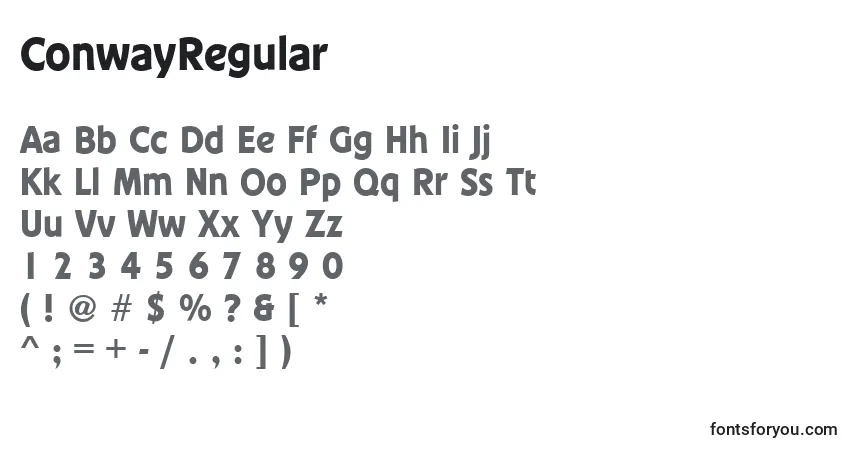 Schriftart ConwayRegular – Alphabet, Zahlen, spezielle Symbole