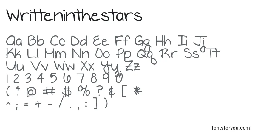 Czcionka Writteninthestars – alfabet, cyfry, specjalne znaki