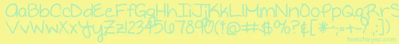 Writteninthestars Font – Green Fonts on Yellow Background