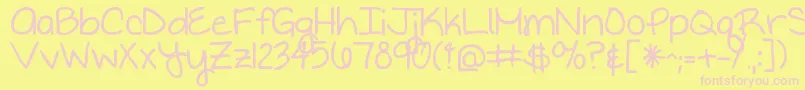 Writteninthestars Font – Pink Fonts on Yellow Background