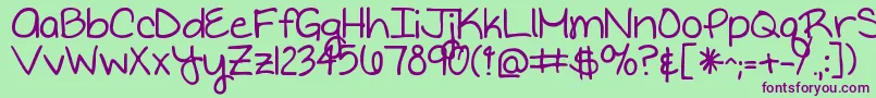 Writteninthestars Font – Purple Fonts on Green Background