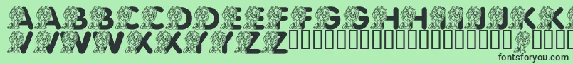 フォントLmsCuteCub – 緑の背景に黒い文字