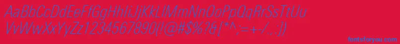 UniversNextProThinCondensedItalic Font – Blue Fonts on Red Background