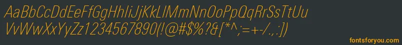 Шрифт UniversNextProThinCondensedItalic – оранжевые шрифты на чёрном фоне
