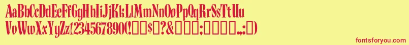 フォントBudnm – 赤い文字の黄色い背景