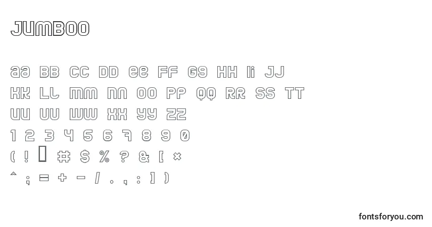 A fonte Jumboo – alfabeto, números, caracteres especiais