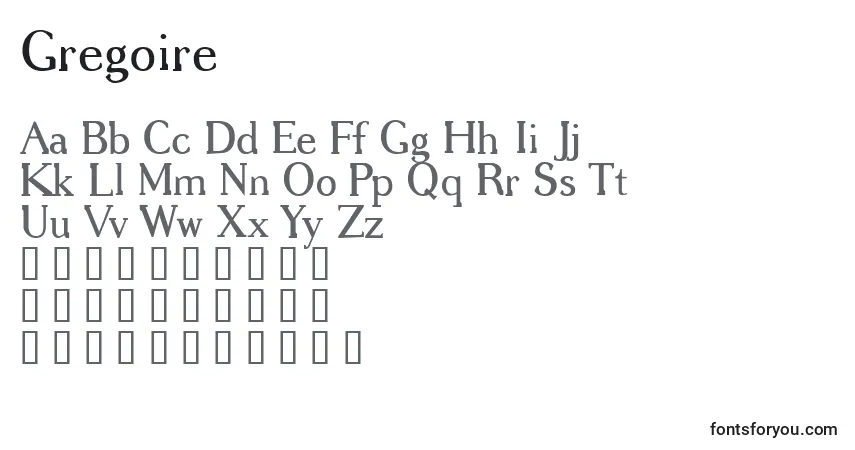 Gregoire-fontti – aakkoset, numerot, erikoismerkit