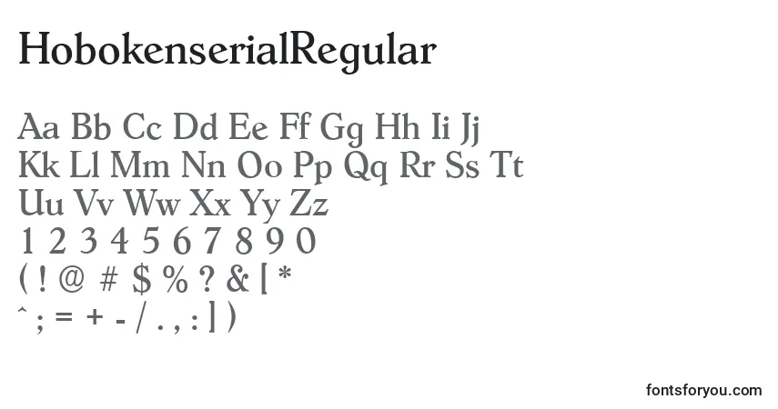 Czcionka HobokenserialRegular – alfabet, cyfry, specjalne znaki