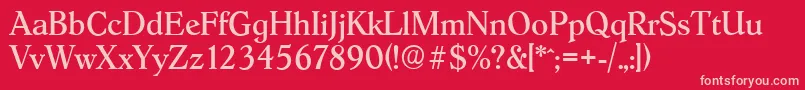 HobokenserialRegular-fontti – vaaleanpunaiset fontit punaisella taustalla