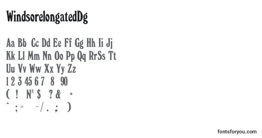 Czcionka WindsorelongatedDg – alfabet, cyfry, specjalne znaki