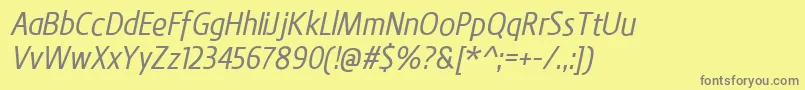 BevalItalic-Schriftart – Graue Schriften auf gelbem Hintergrund