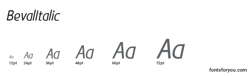 BevalItalic Font Sizes