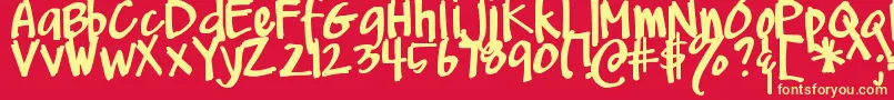 DjbMeAndMyShadowDark Font – Yellow Fonts on Red Background