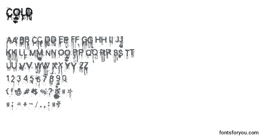 Schriftart Cold – Alphabet, Zahlen, spezielle Symbole