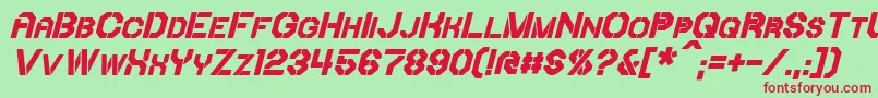 IoriBoldItalic Font – Red Fonts on Green Background