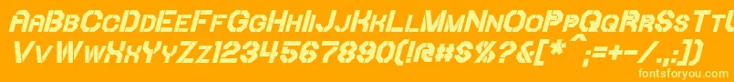 IoriBoldItalic-Schriftart – Gelbe Schriften auf orangefarbenem Hintergrund