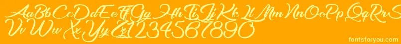 OptimalSolutions Font – Yellow Fonts on Orange Background