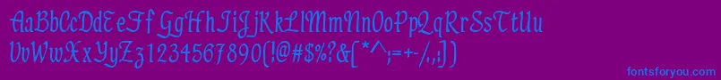 フォントElicitsskBold – 紫色の背景に青い文字