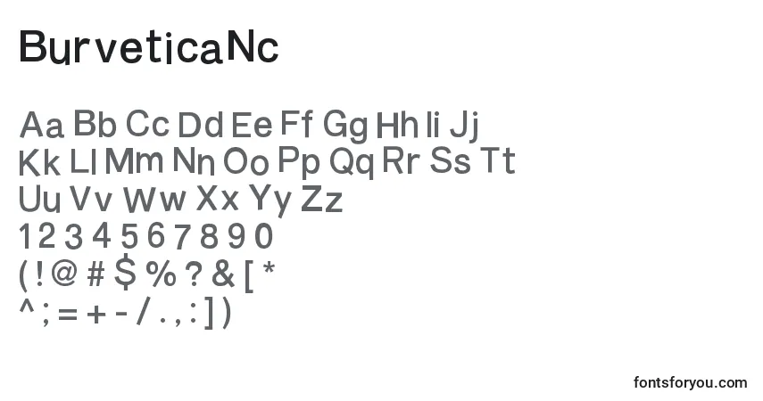 A fonte BurveticaNc – alfabeto, números, caracteres especiais