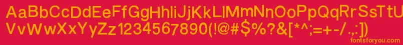 フォントBurveticaNc – 赤い背景にオレンジの文字