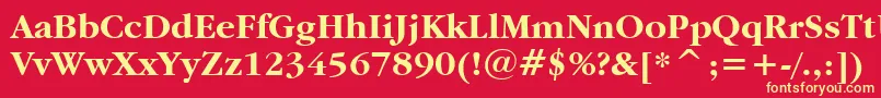 フォントGaramdb – 黄色の文字、赤い背景