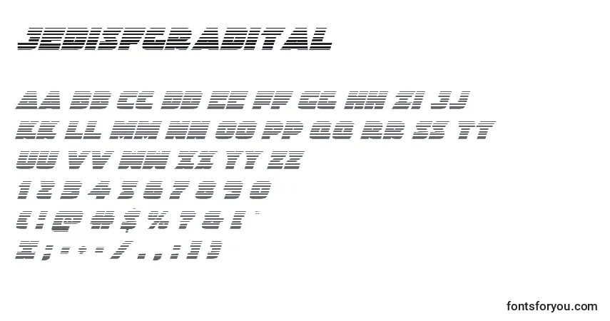 A fonte Jedisfgradital – alfabeto, números, caracteres especiais