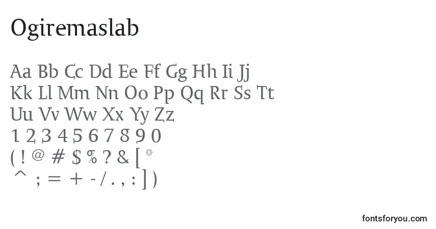 Schriftart Ogiremaslab – Alphabet, Zahlen, spezielle Symbole