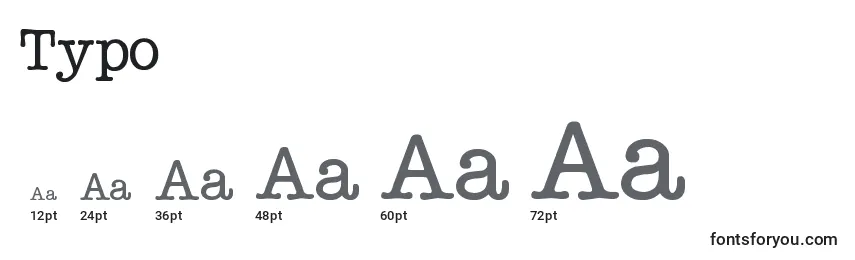 Größen der Schriftart Typo