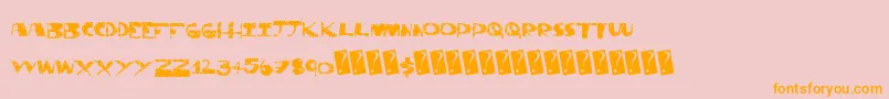 Thriftstore-Schriftart – Orangefarbene Schriften auf rosa Hintergrund