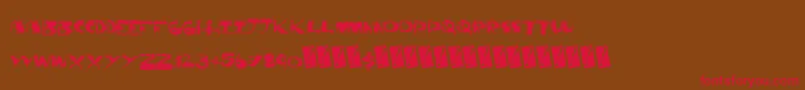 Thriftstore-Schriftart – Rote Schriften auf braunem Hintergrund