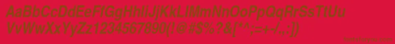 SansNarrowBolditalic Font – Brown Fonts on Red Background