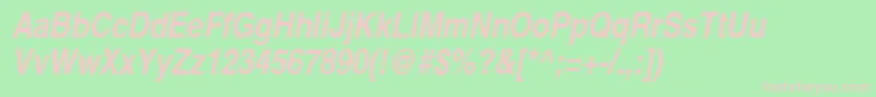 Czcionka SansNarrowBolditalic – różowe czcionki na zielonym tle