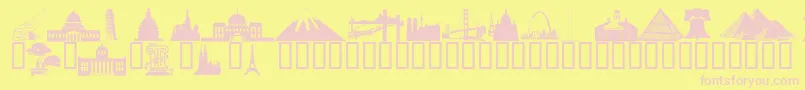Wmarchitect1-fontti – vaaleanpunaiset fontit keltaisella taustalla