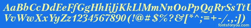 Ptr76C Font – Yellow Fonts on Blue Background