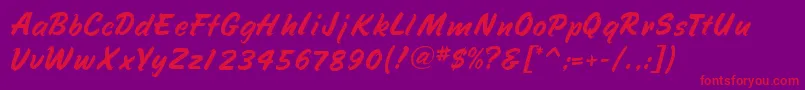 SpeedlineRegular-Schriftart – Rote Schriften auf violettem Hintergrund