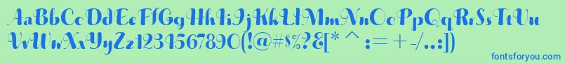 MusicaitcTt-Schriftart – Blaue Schriften auf grünem Hintergrund