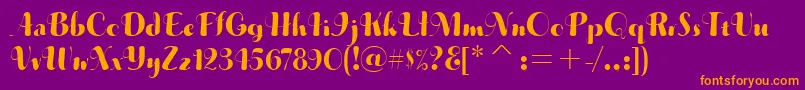 フォントMusicaitcTt – 紫色の背景にオレンジのフォント