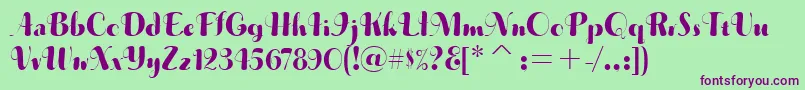 Fonte MusicaitcTt – fontes roxas em um fundo verde
