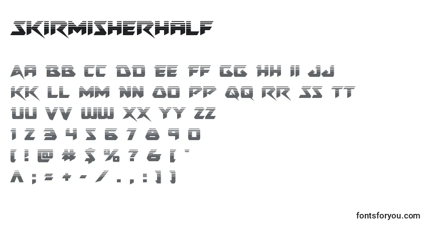 Czcionka Skirmisherhalf – alfabet, cyfry, specjalne znaki